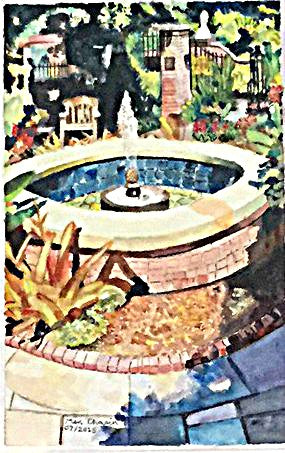 Fountain watercolor painting