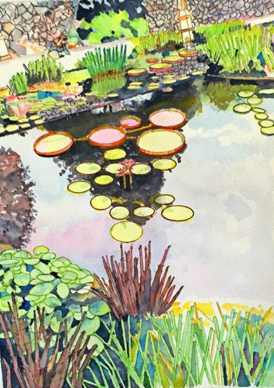 Lily Pond watercolor painting